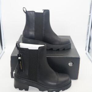NEW Sorel Joan Now Chelsea Women's 8.5 Waterproof Boots Booties Black Leather